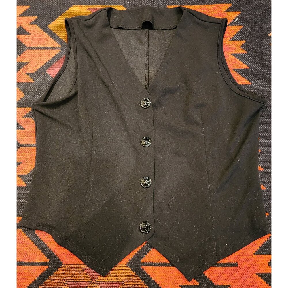 NEW Women's Black Button-Up Vest XXL 98% Polyester 5% Spandex Tailored Fit.